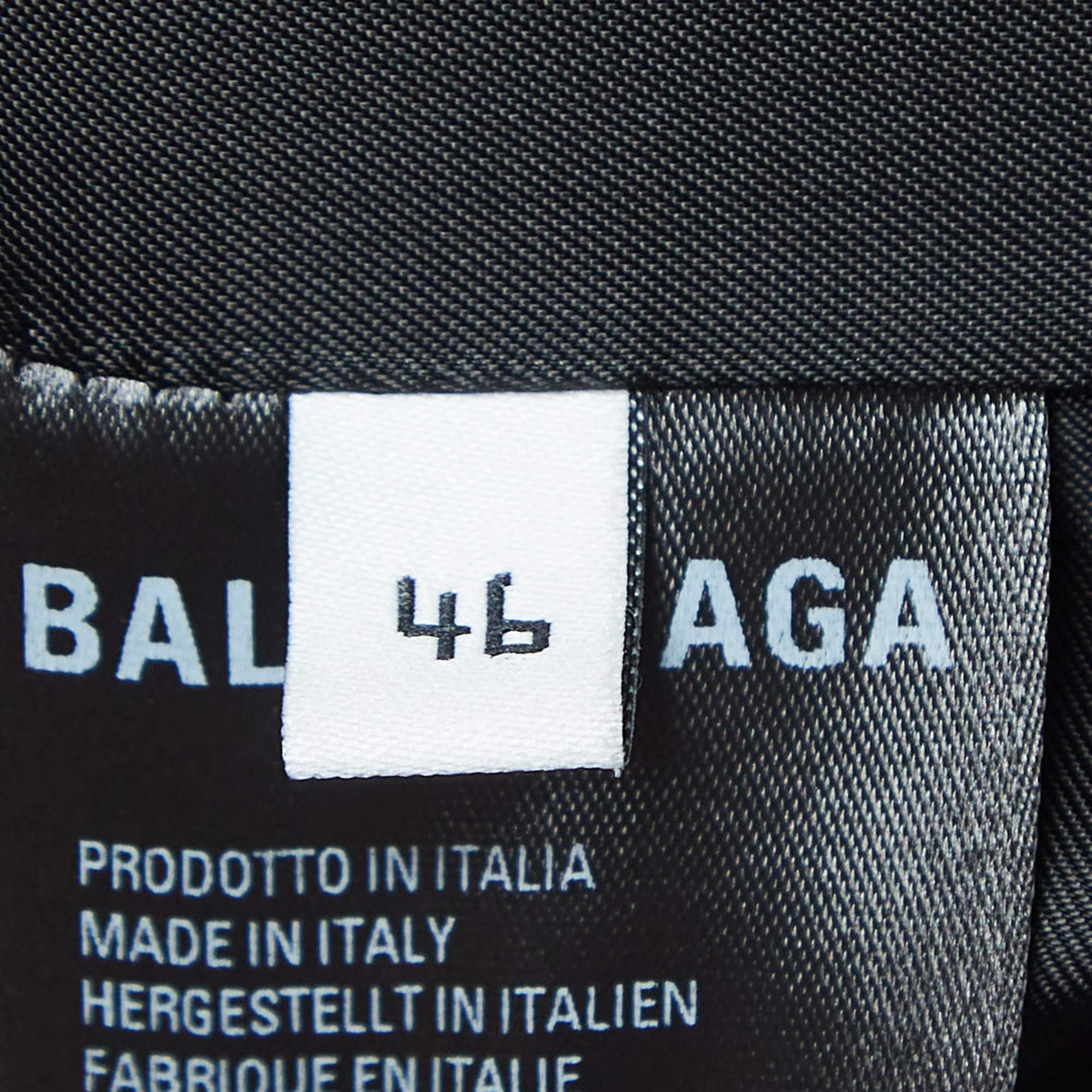 Balenciaga Charcoal Grey All-Over Logo Cashmere Coat S In Excellent Condition In Dubai, Al Qouz 2