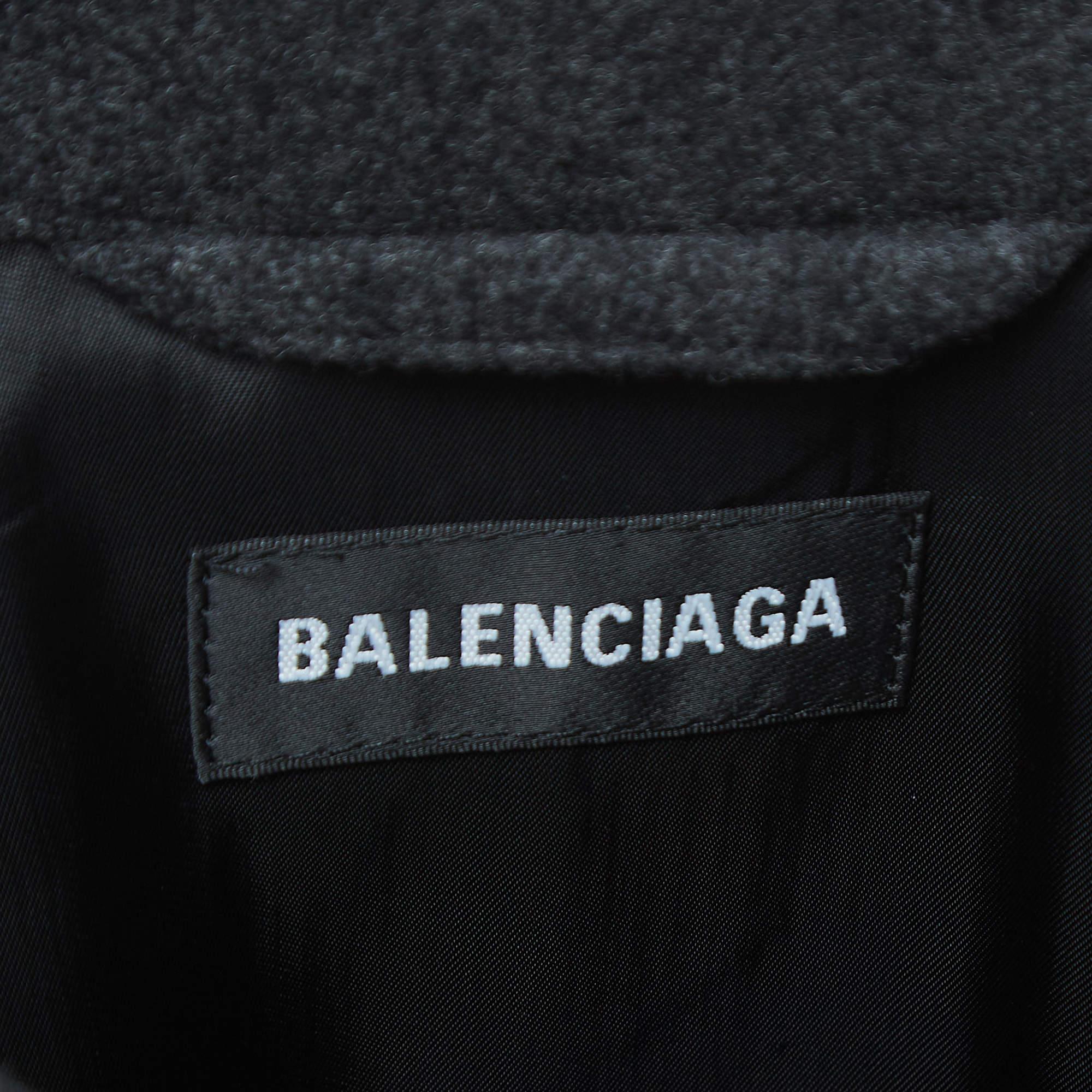 Balenciaga Charcoal Grey All-Over Logo Cashmere Coat S 1