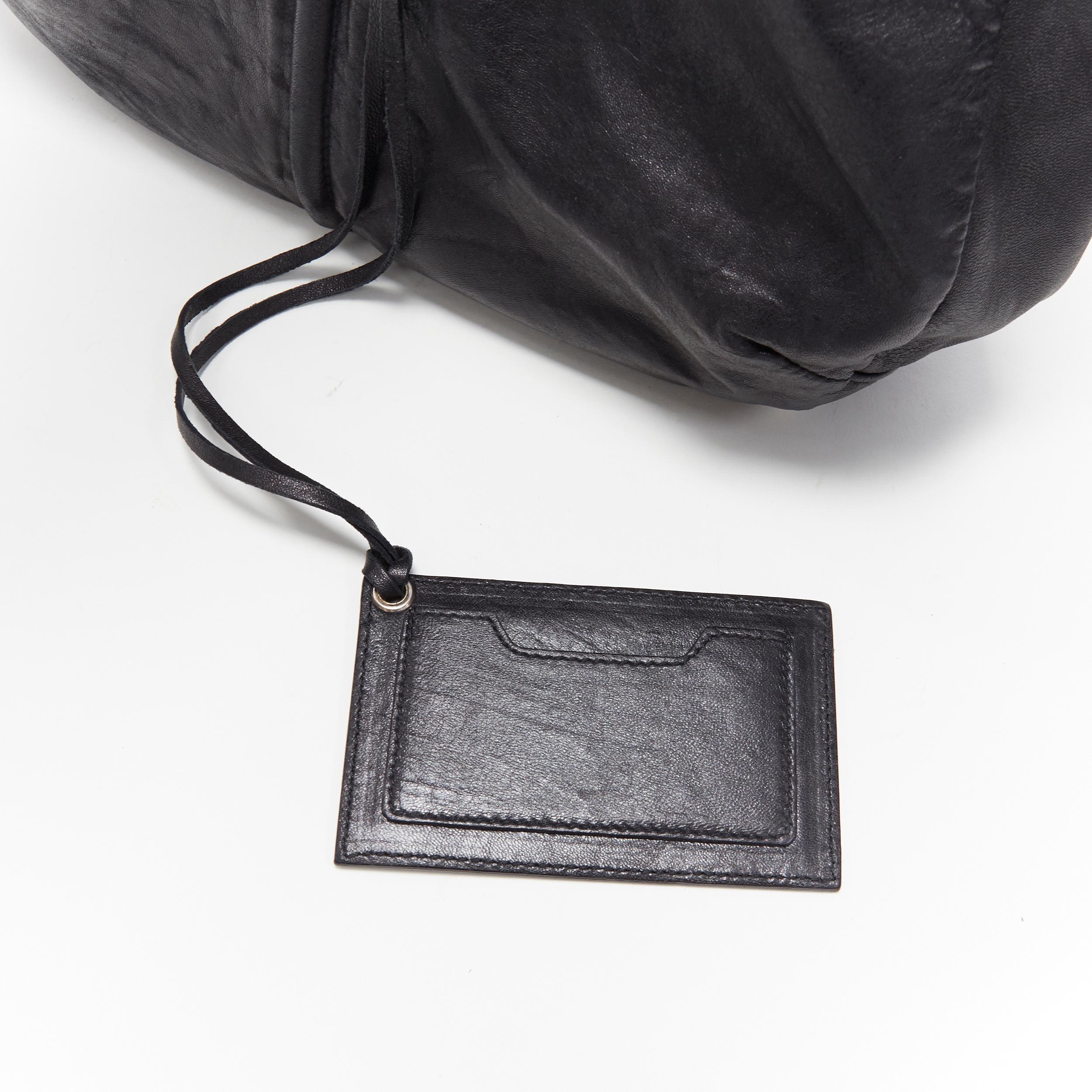 BALENCIAGA Chevre Ring Handle black leather silver hardware moto hobo tote bag 2