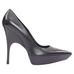 BALENCIAGA Chevreau Brilliant noir leather sculpted platform heeled pumps EU37