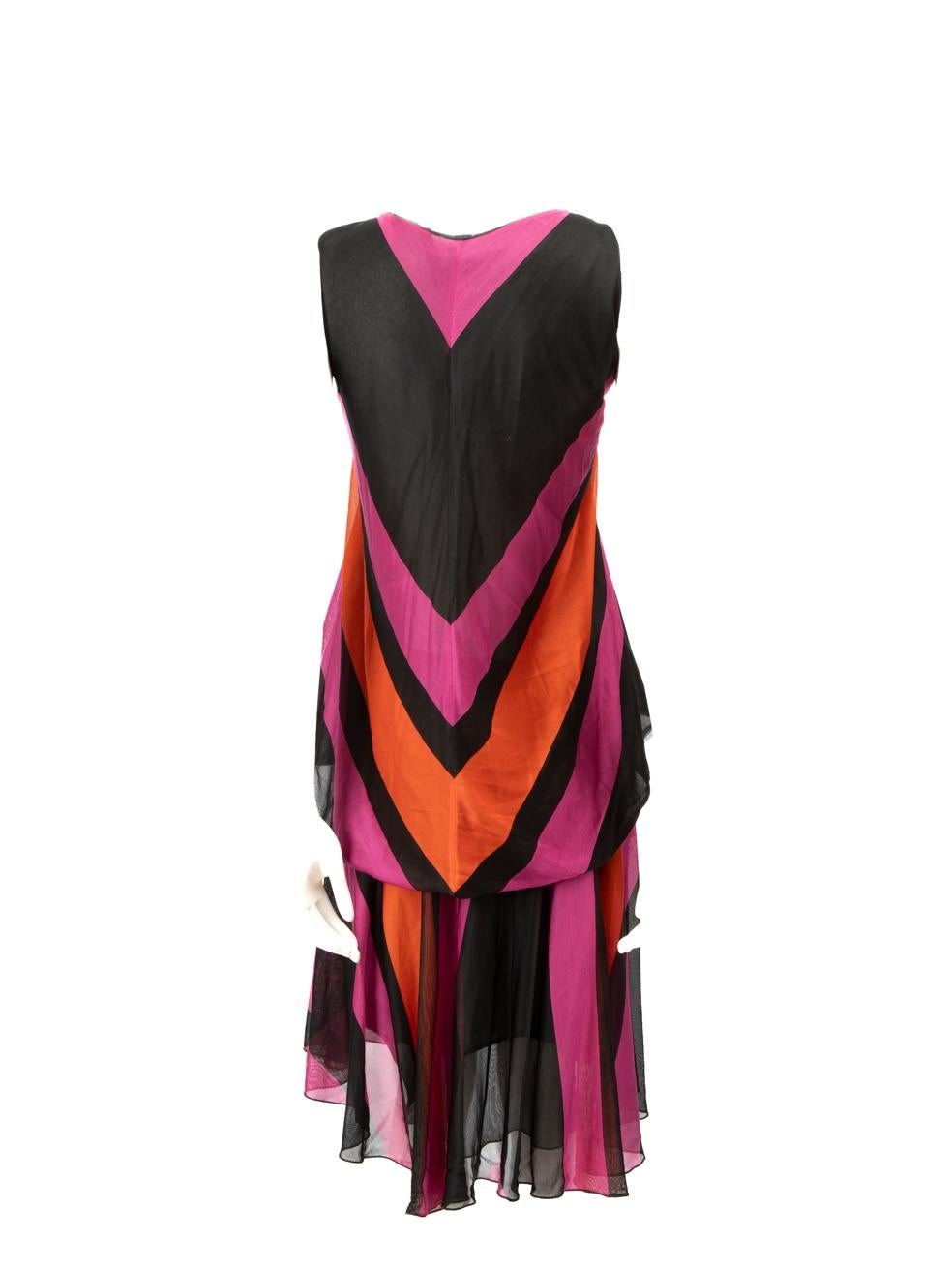 Black Balenciaga Chevron Pattern Sleeveless Midi Dress Size M