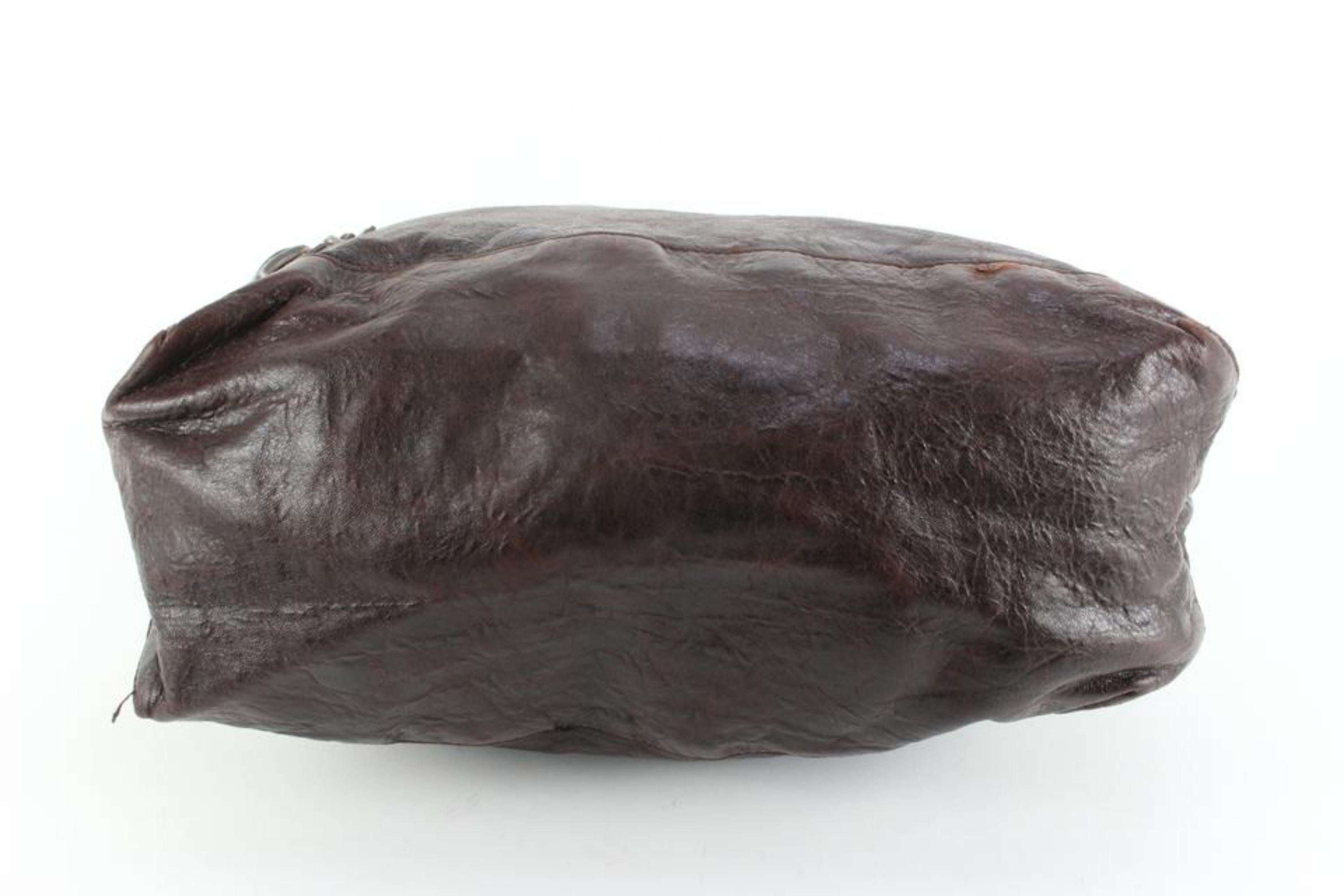Black Balenciaga Chocolate Chevre Leather Men's Day Messenger Bag 30ba54s For Sale