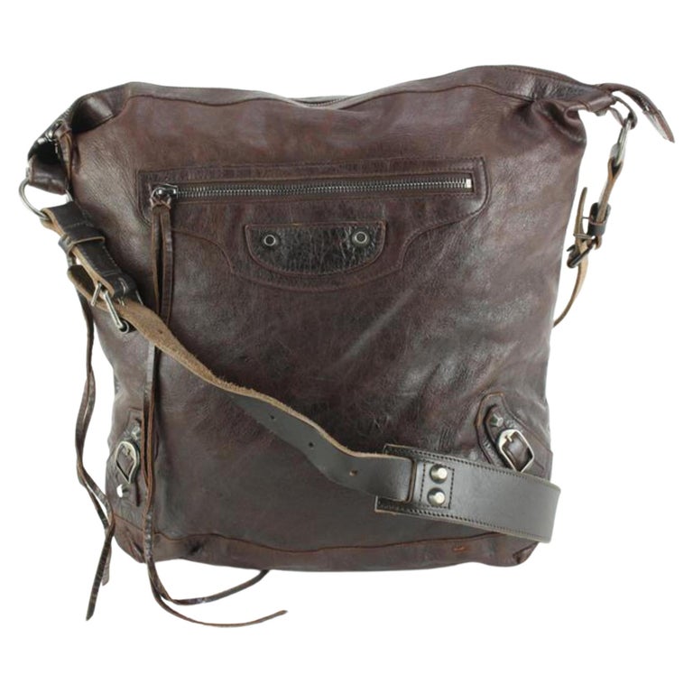 Balenciaga Chocolate Chevre Leather Men's Day Messenger Bag 30ba54s For ...
