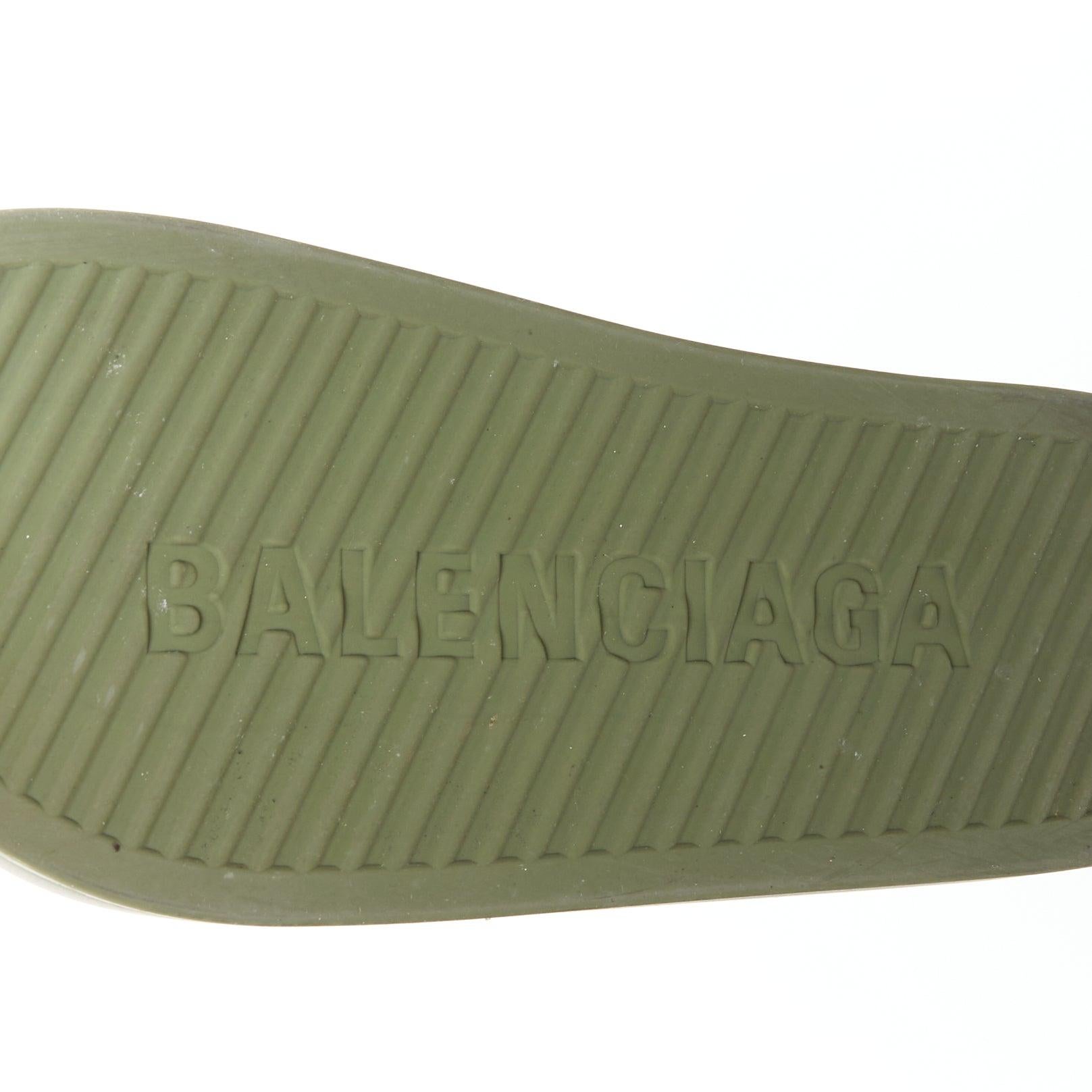 BALENCIAGA Chunky green debossed logo rubber platform pool slides EU36 For Sale 6