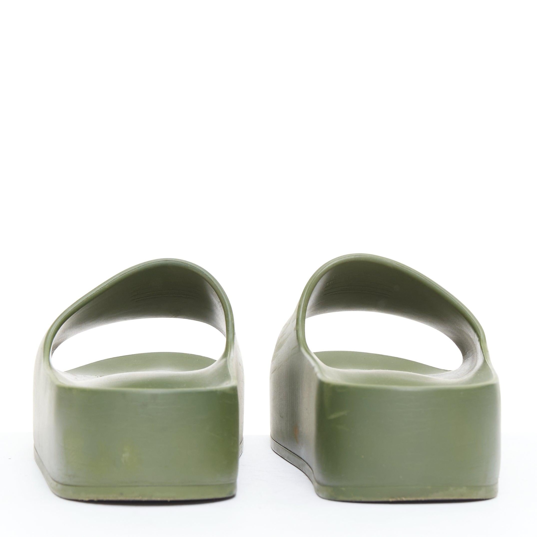 Women's BALENCIAGA Chunky green debossed logo rubber platform pool slides EU36 For Sale