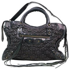 Vintage Balenciaga Cinched The City 2way 870339 Black Leather Shoulder Bag