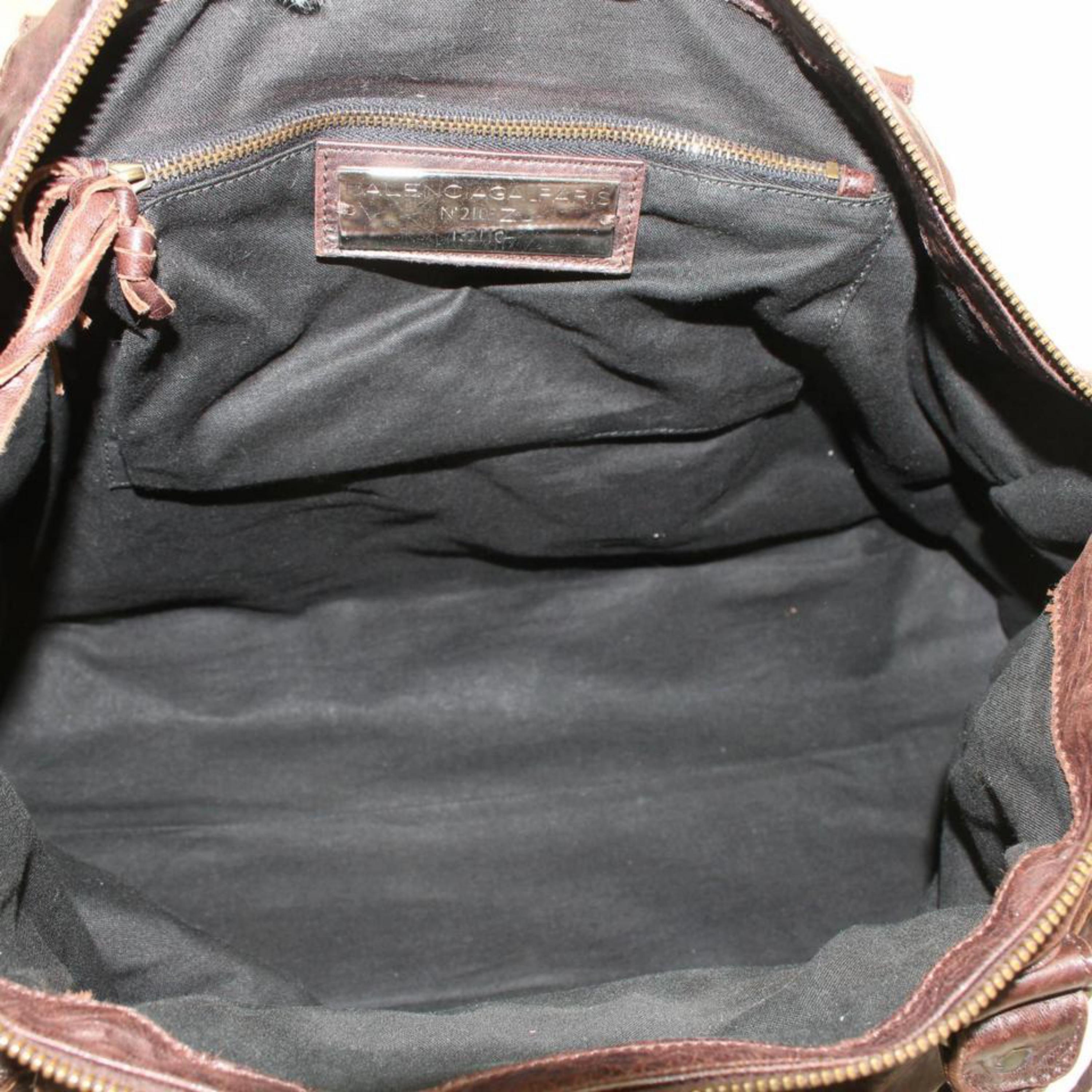 Balenciaga City 868853 Brown Leather Shoulder Bag In Good Condition In Forest Hills, NY