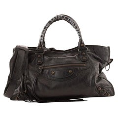 Balenciaga City Address Graffiti Classic Studs Bag Leather Medium
