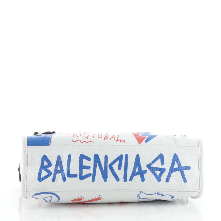 Balenciaga City Address Graffiti Classic Studs Bag Leather Small at 1stDibs