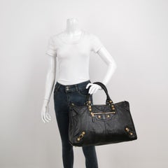 Balenciaga City Bag Schwarz mit goldfarbenen Beschlägen Große Handtasche