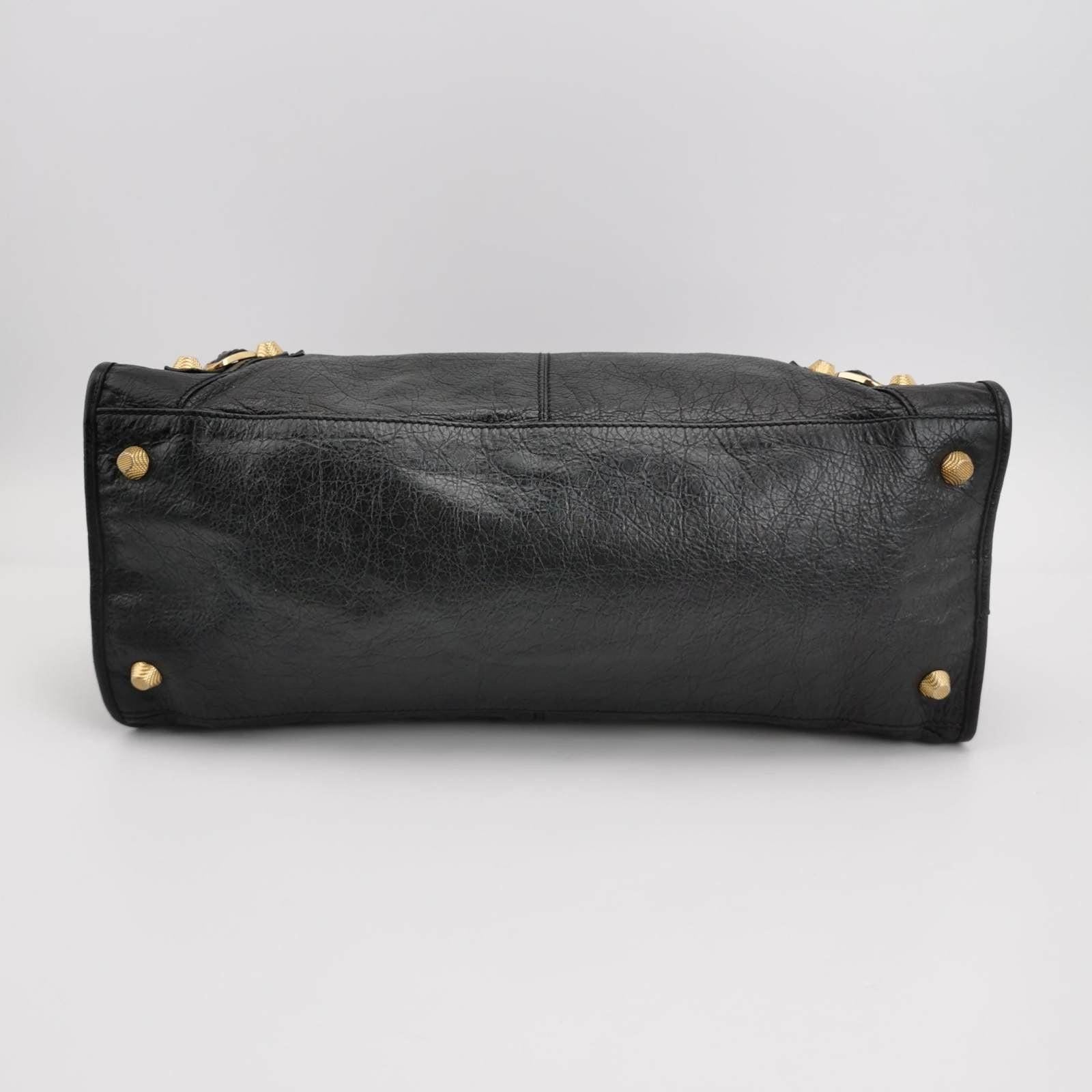 Donna Balenciaga City Bag Borsa nera con finiture dorate Borsa grande