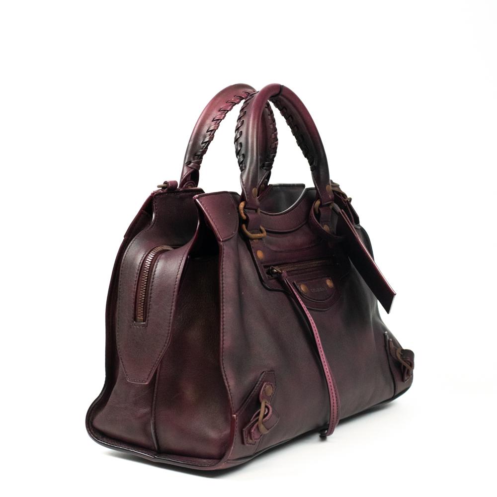 Black Balenciaga, City Bag in burgundy leather