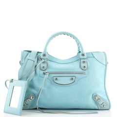 Sac Balenciaga City Classique à bord métallique en cuir moyen