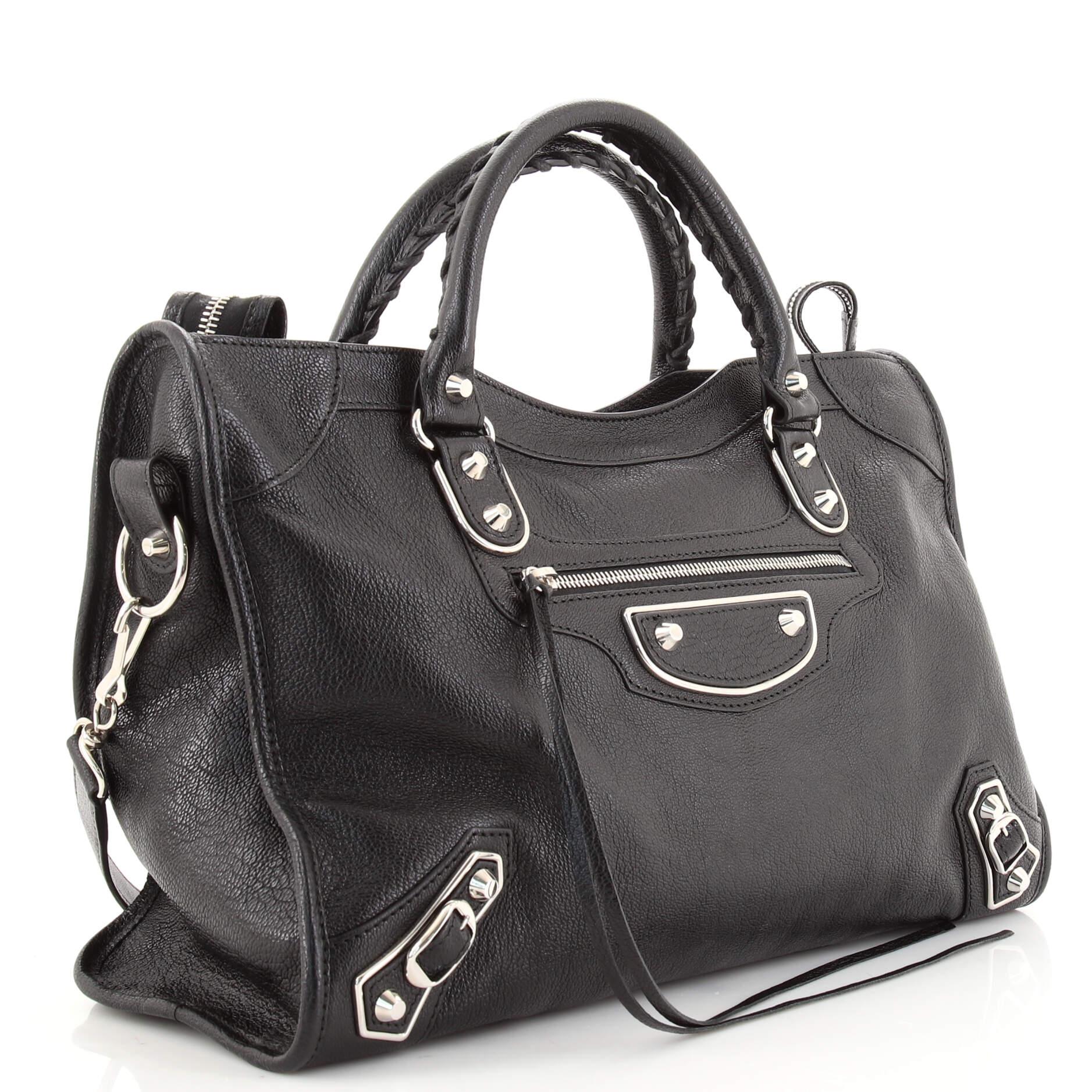 Black Balenciaga City Classic Metallic Edge Bag Leather Medium
