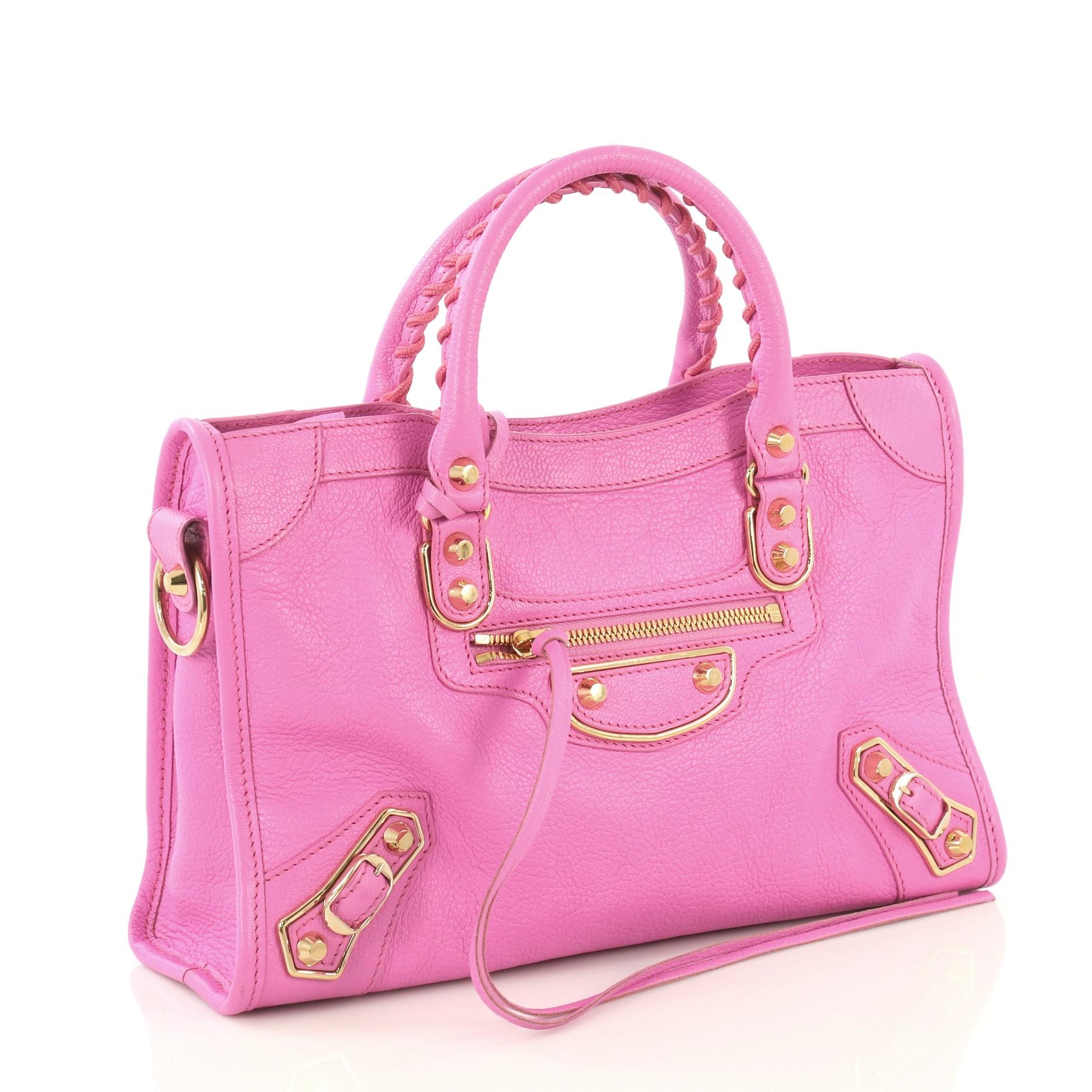 pink metallic balenciaga bag