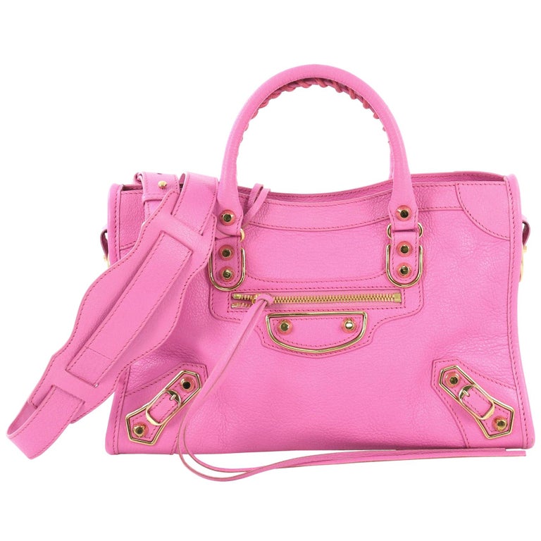 Balenciaga pink metalic city bag