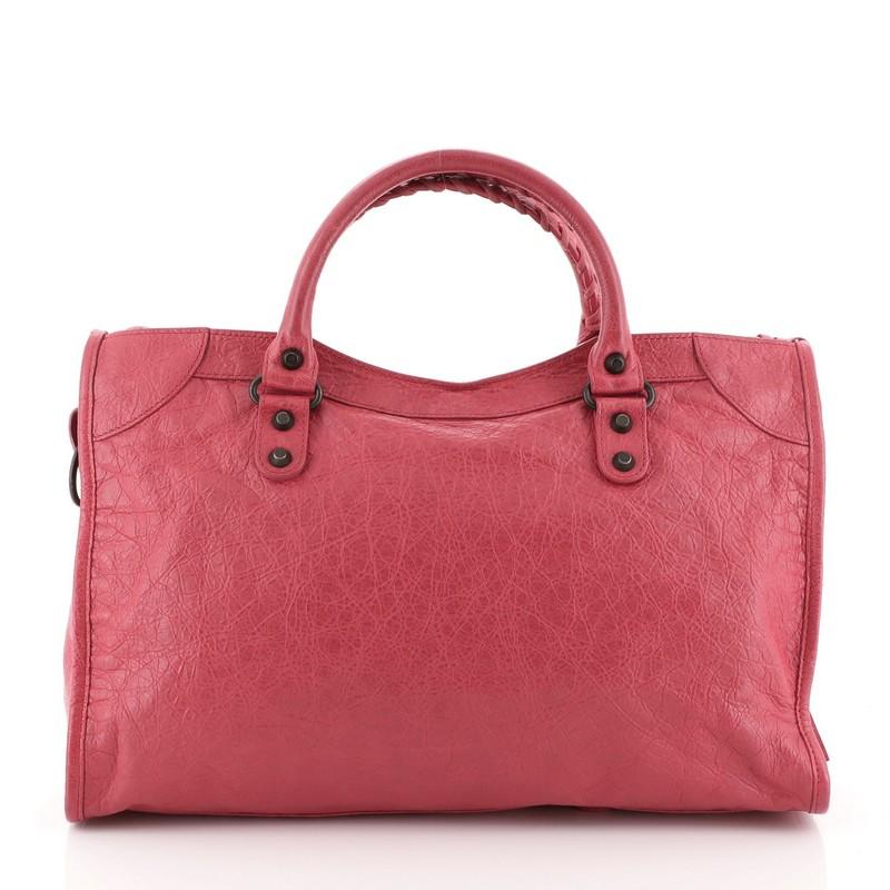 Pink Balenciaga City Classic Studs Bag Leather Medium