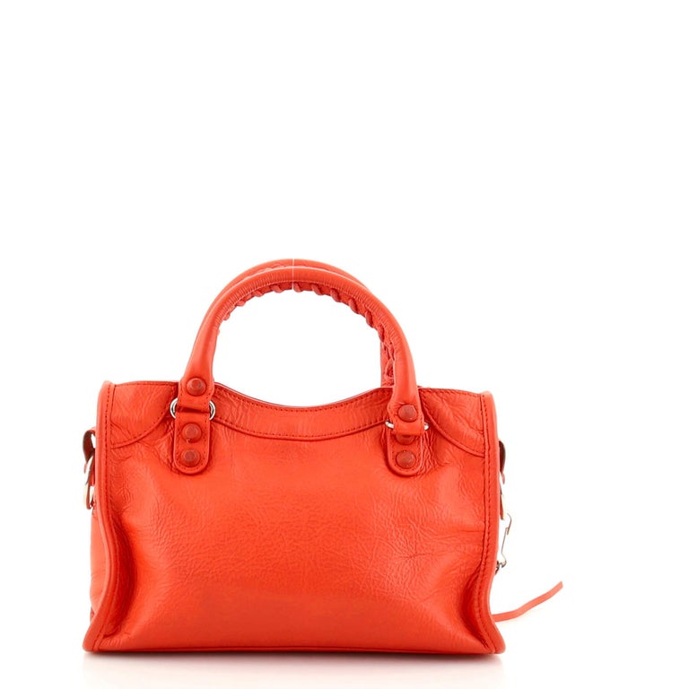 Red Balenciaga City Classic Studs Bag Leather Mini