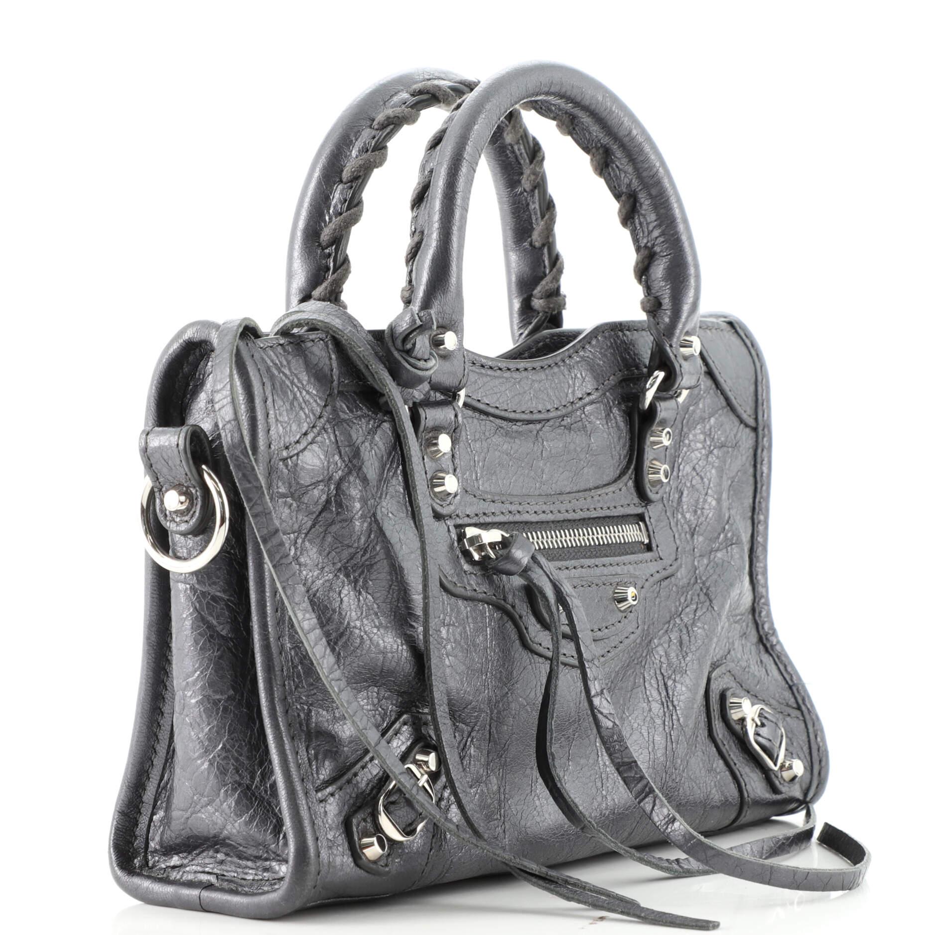 Balenciaga City Classic Studs Bag Leather Nano In Good Condition In NY, NY