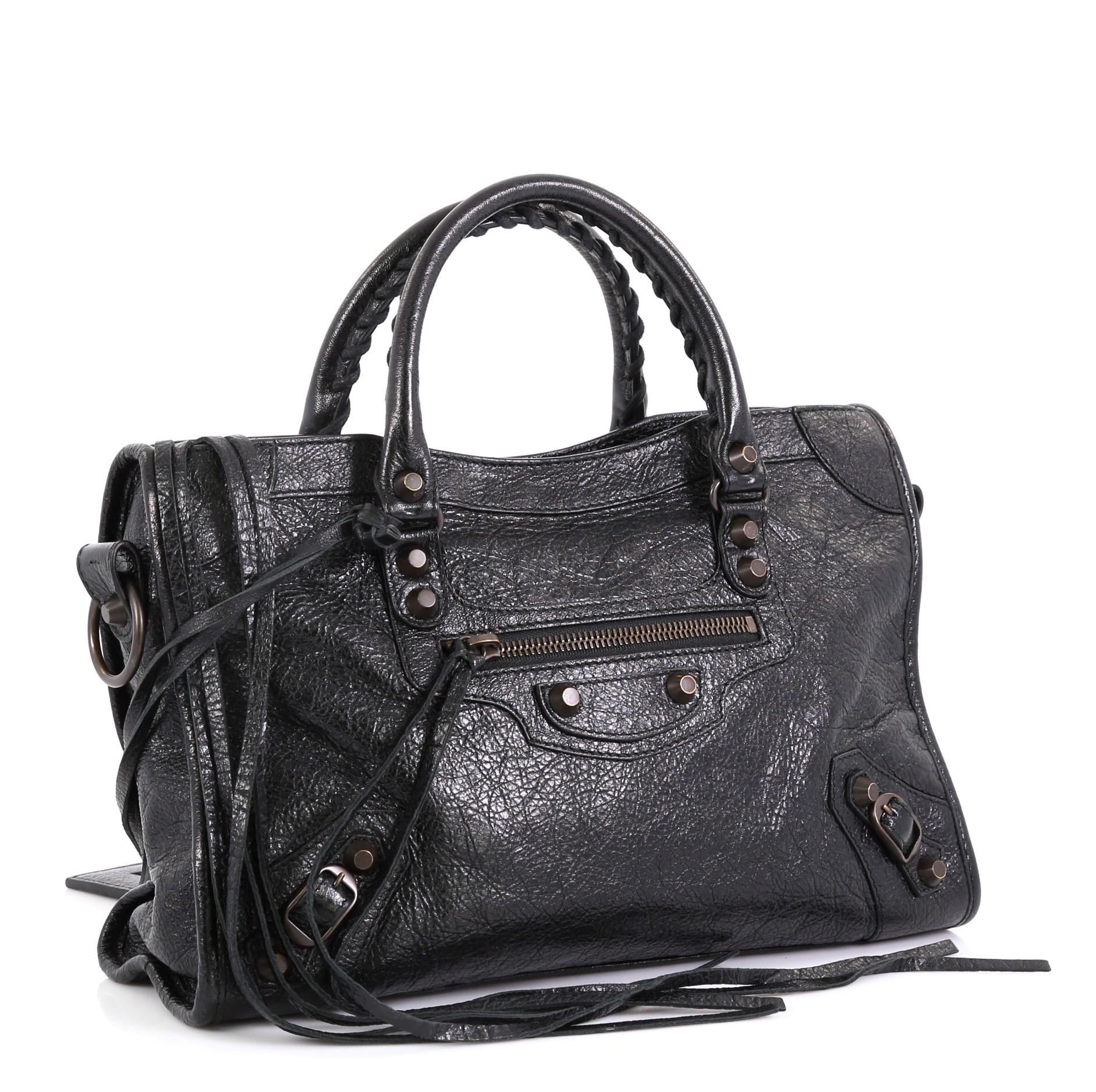 Black Balenciaga City Classic Studs Bag Leather Small,