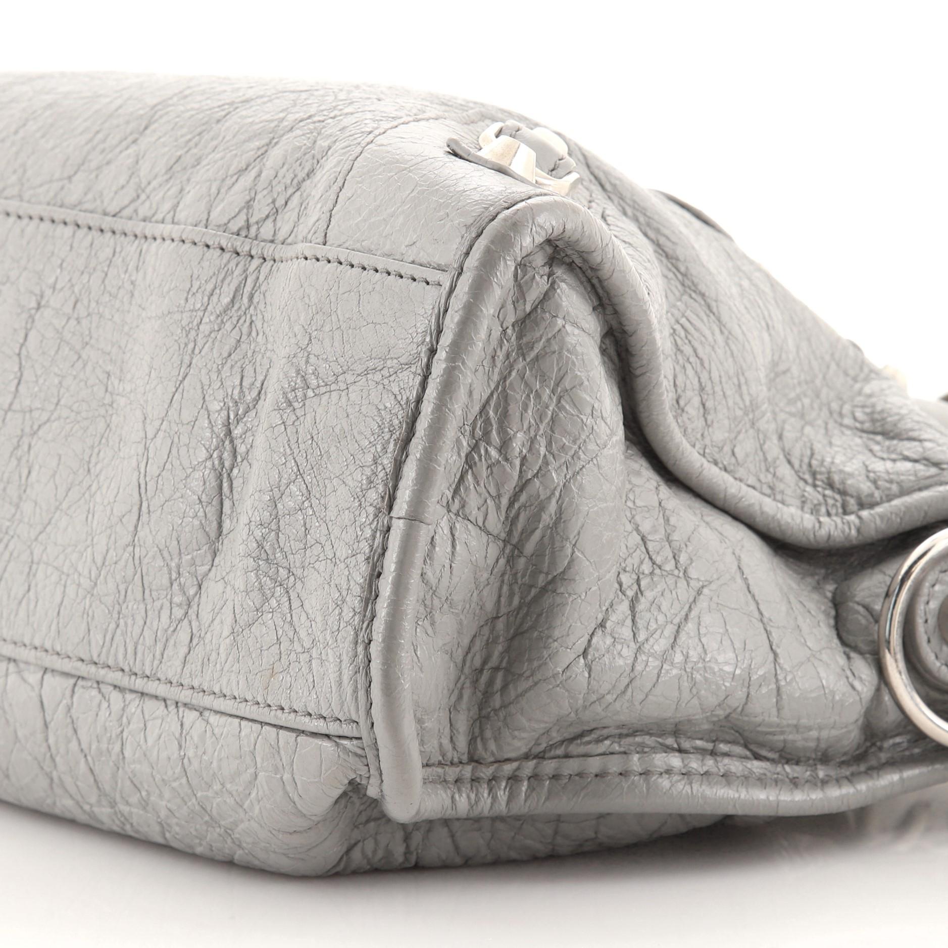 Gray Balenciaga City Classic Studs Bag Leather Small