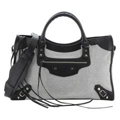 Balenciaga City Classic Studs Bag Linen and Leather Medium Balenciaga City Classic Studs Bag Linen and Leather Medium