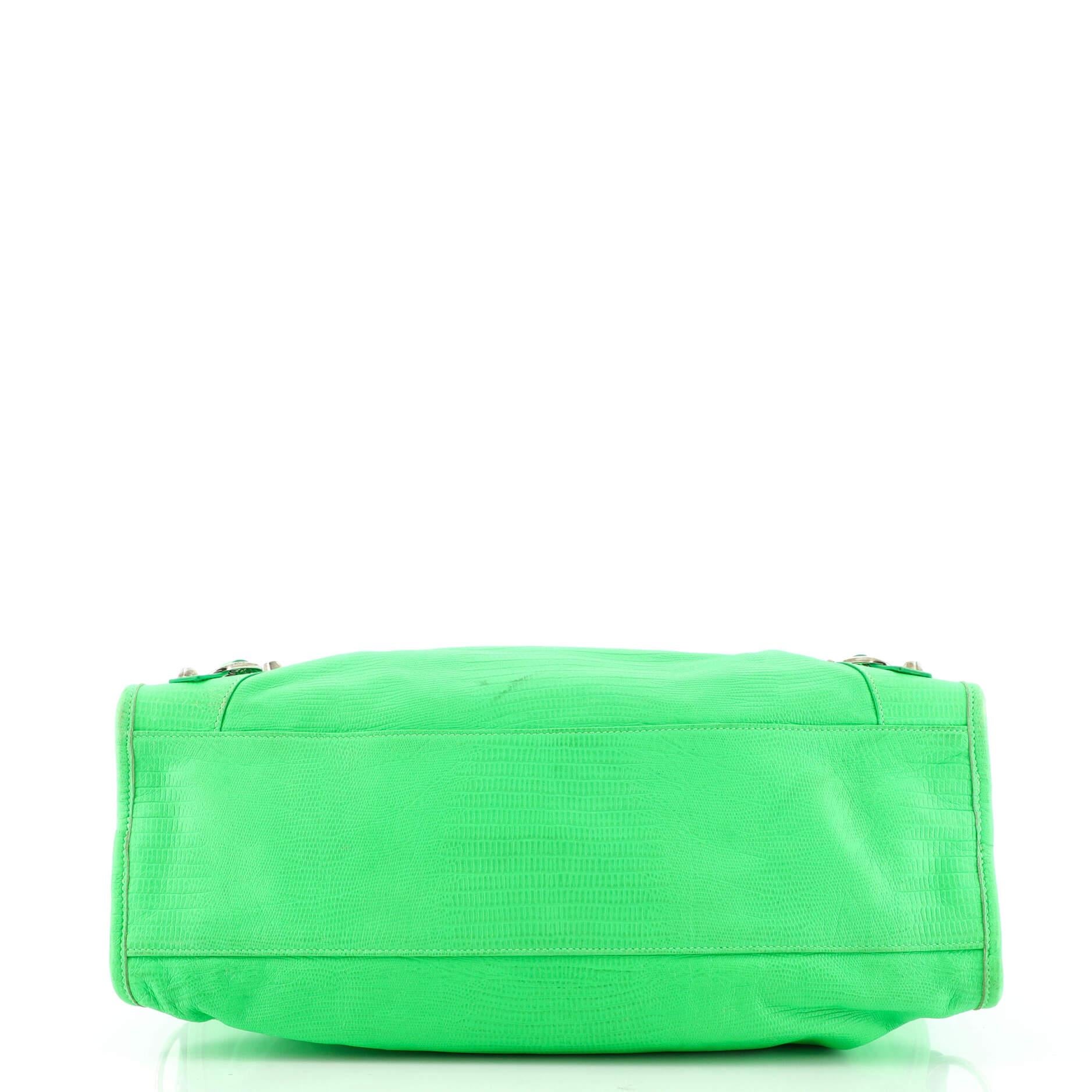 Balenciaga City Classic Studs Bag Lizard Embossed Leather Medium In Good Condition In NY, NY