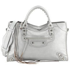 Balenciaga City Classic Studs Bag Metallic Leather Medium