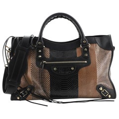 Balenciaga City Classic Studs Bag Patchwork Python Medium