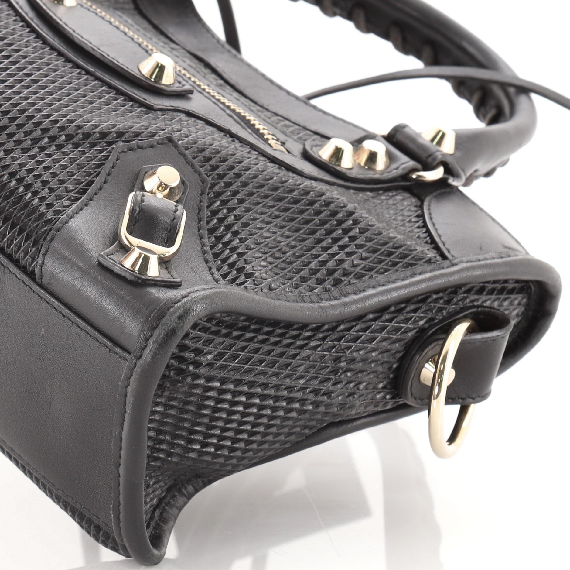 Balenciaga City Classic Studs Bag Perforated Leather Mini Black In Good Condition In Irvine, CA
