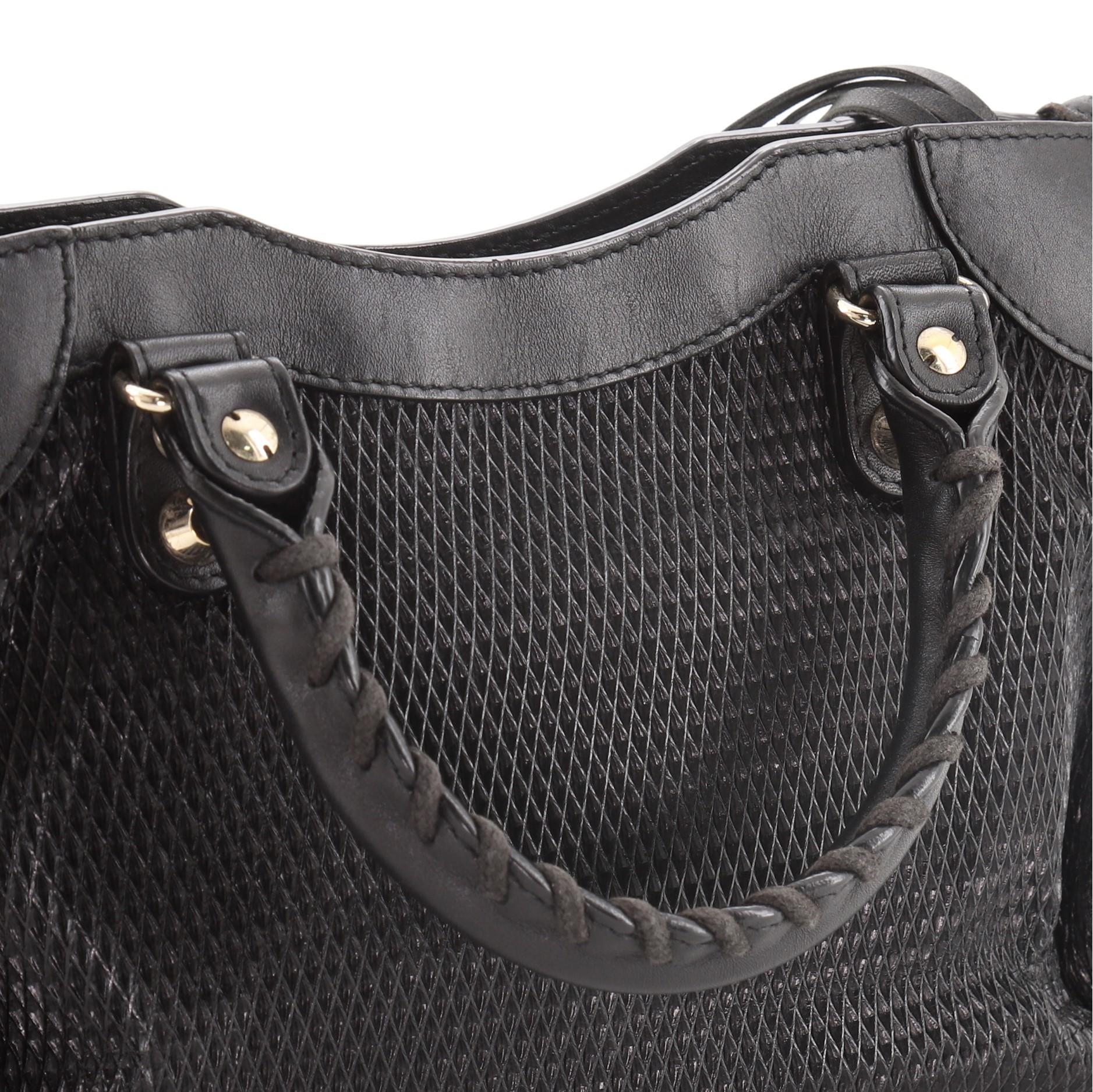 Women's Balenciaga City Classic Studs Bag Perforated Leather Mini Black