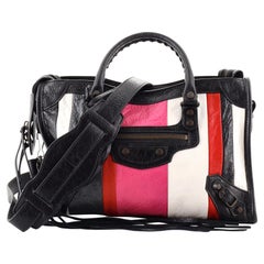 Balenciaga City Classic Studs Bag Striped Leather Small