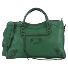 Balenciaga City Classic Studs Handbag Lizard Embossed Leather Medium
