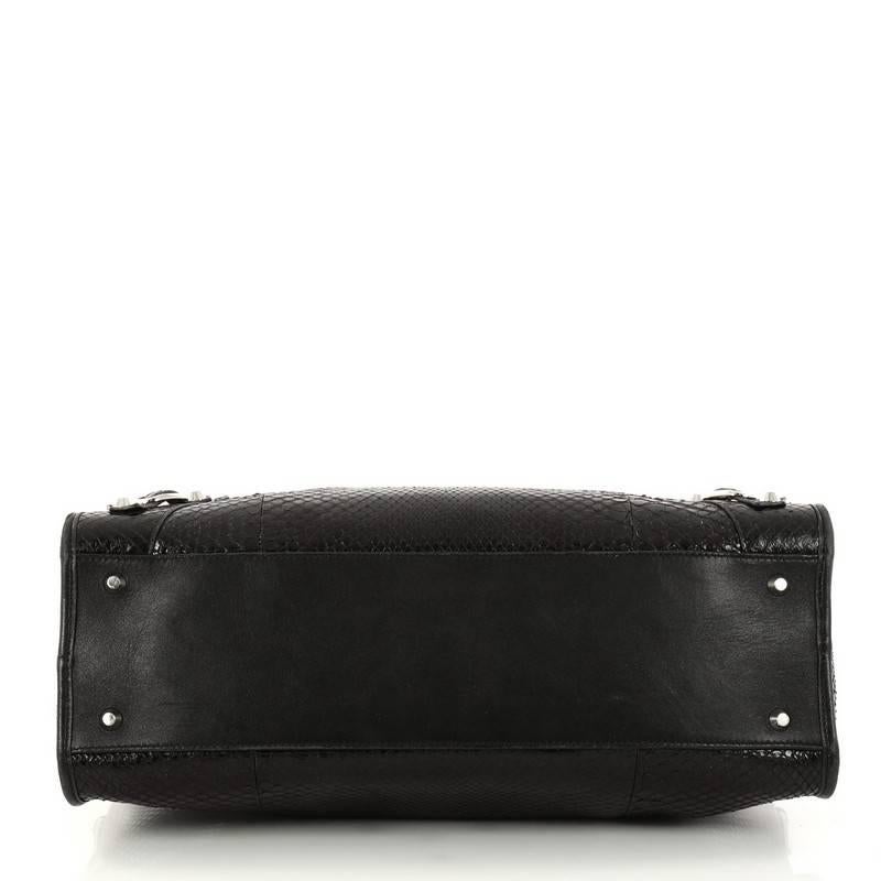 Black Balenciaga City Classic Studs Handbag Python Medium