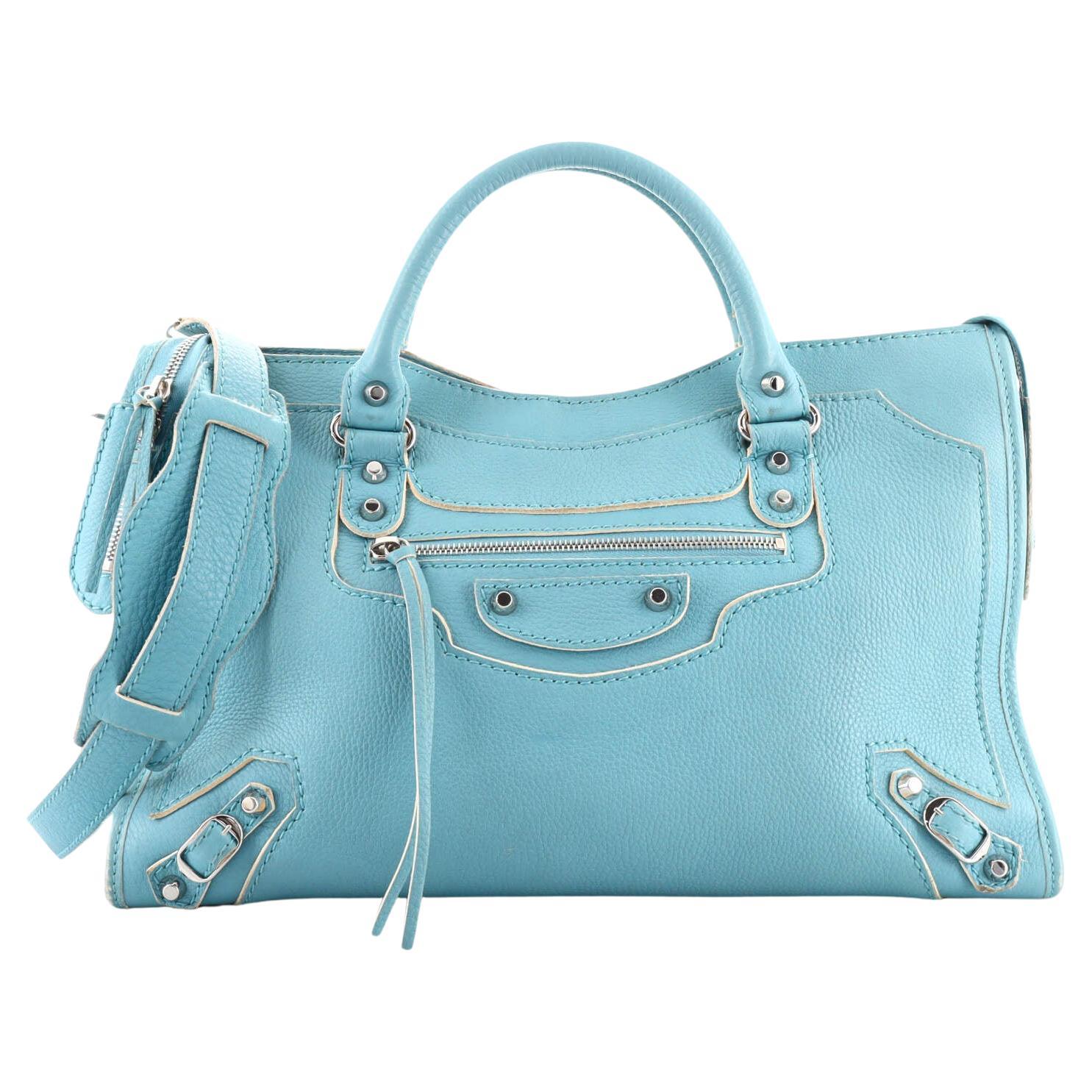 Balenciaga Blue Leather Giant City 12 Bag- Nickel HW For Sale at ...