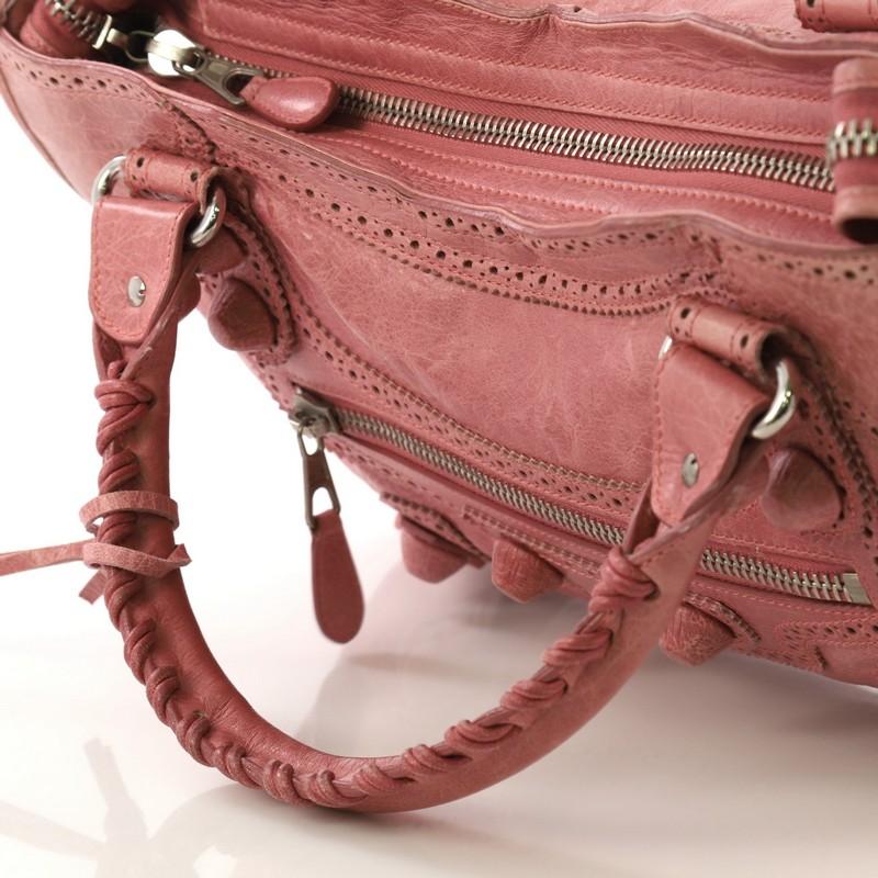 Pink Balenciaga City Giant Brogues Bag Leather Medium 