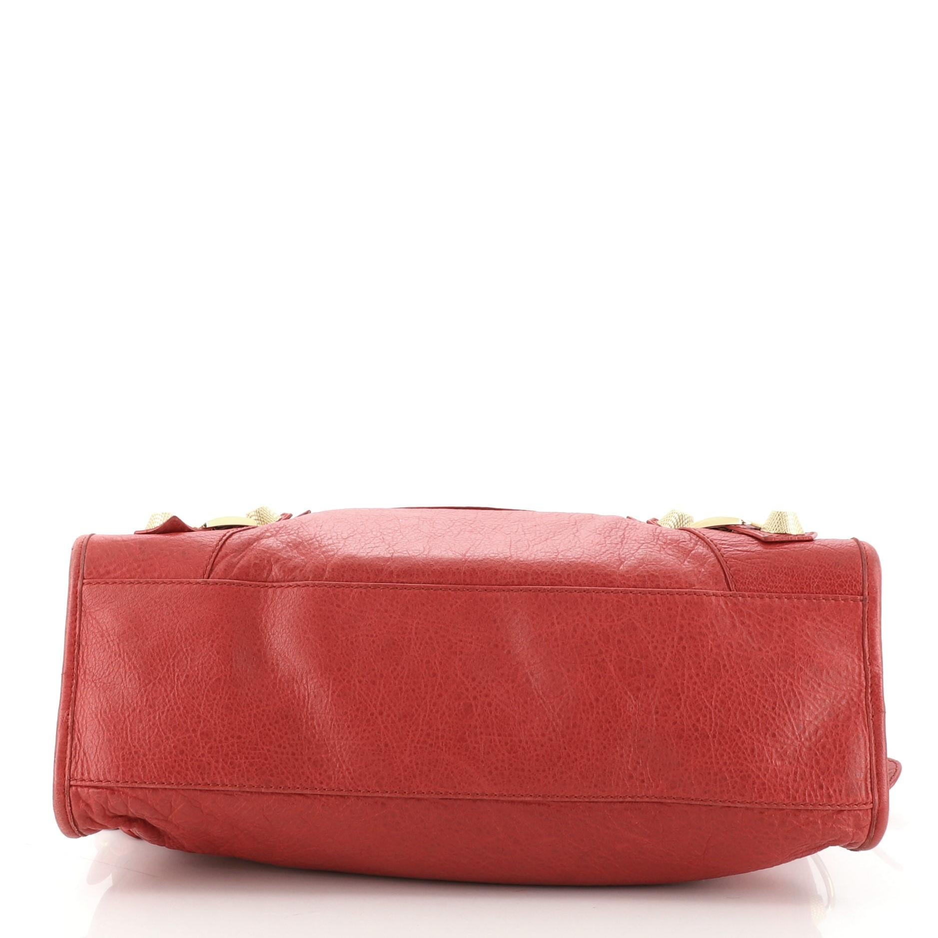 Red Balenciaga City Giant Studs Bag Leather Medium