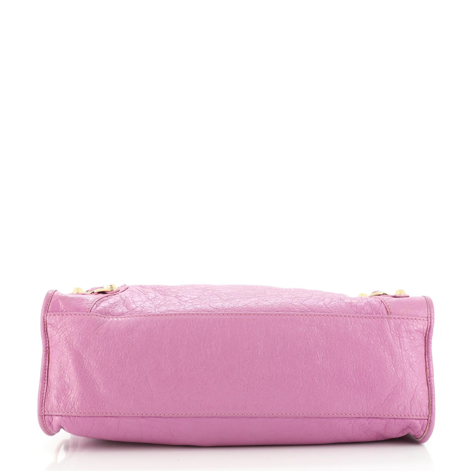 Purple Balenciaga City Giant Studs Bag Leather Medium