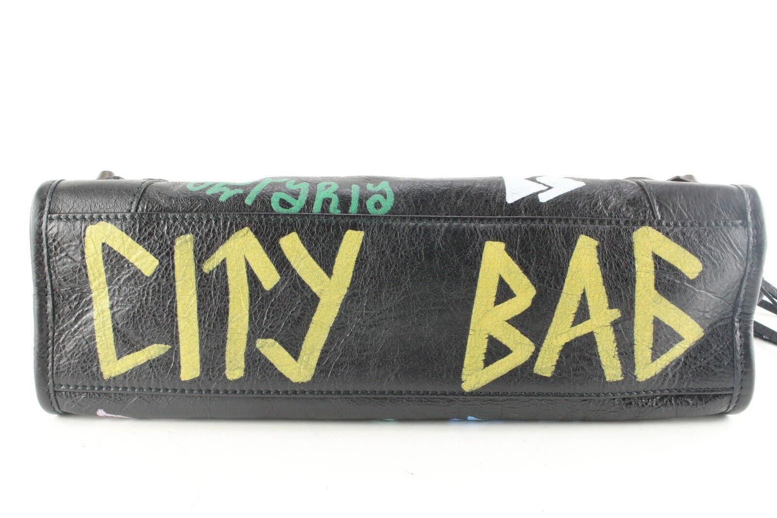 Women's Balenciaga City Graffiti Classic Studs Bag Leather Medium 1BA523K