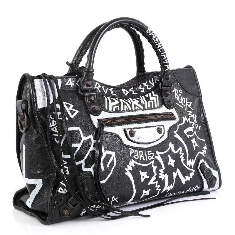 Black balenciaga bag with white writing sales