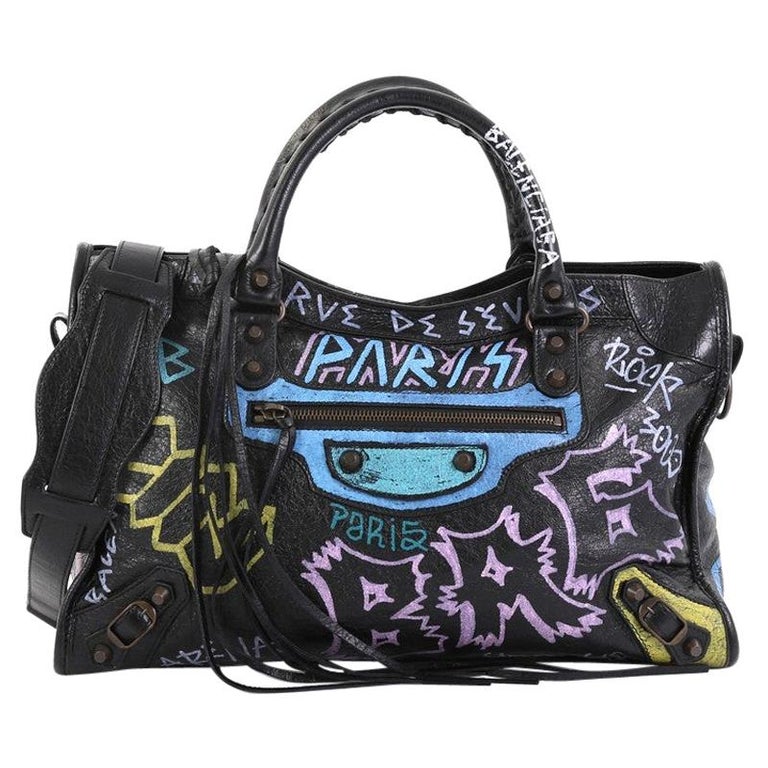 Balenciaga City Graffiti Classic Studs Bag Leather Medium at 1stDibs | balenciaga city bag graffiti, balenciaga bag