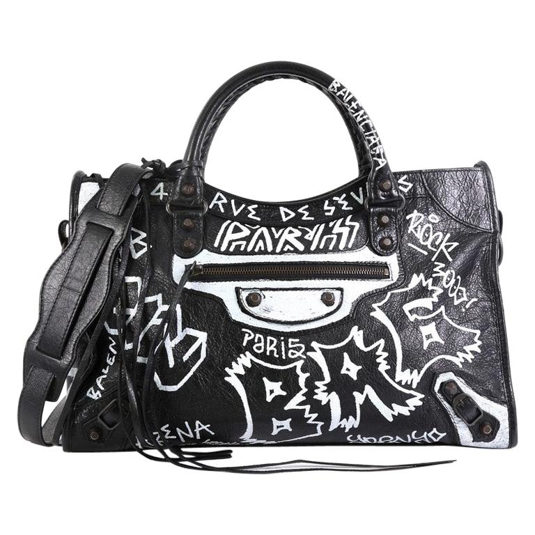 Balenciaga City Graffiti Classic Studs Bag