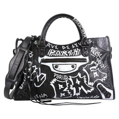 Balenciaga City Graffiti Classic Studs Bag Leather Medium