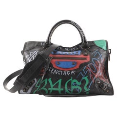 Balenciaga City Graffiti Classic Studs Bag Leather Medium
