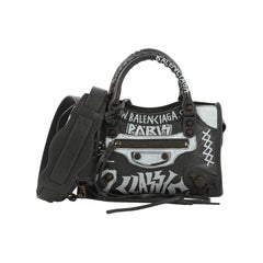 Balenciaga Black Graffiti Mini Classic City Bag ○ Labellov ○ Buy