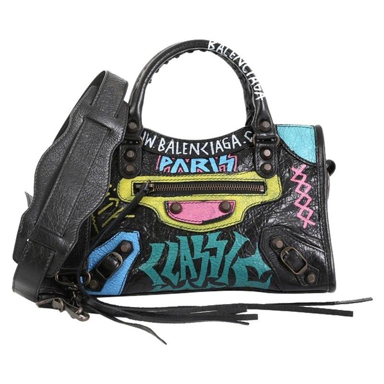 Balenciaga City Graffiti Classic Studs Bag Leather 1stDibs
