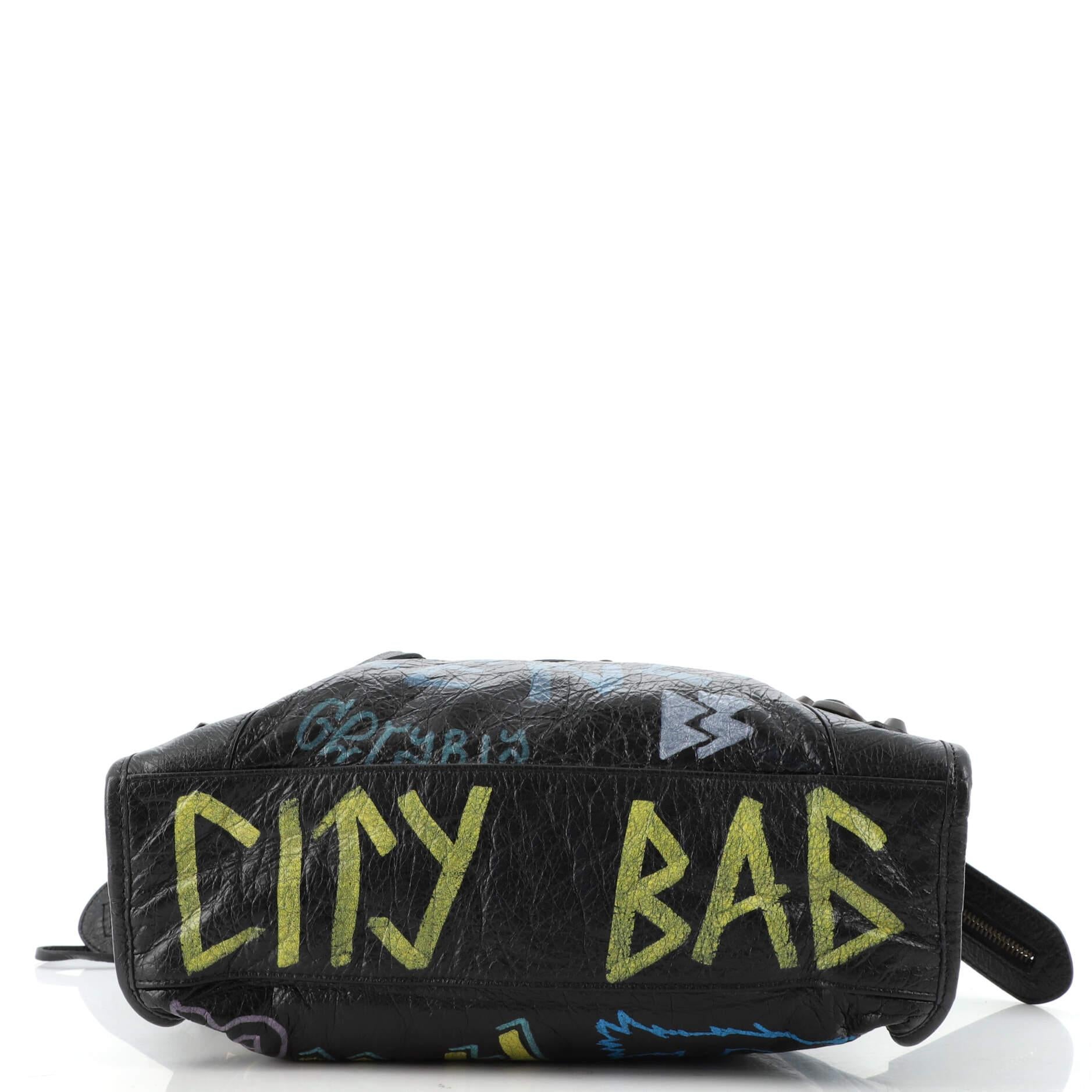 Balenciaga City Graffiti Classic Studs Bag Leather Small In Good Condition In NY, NY