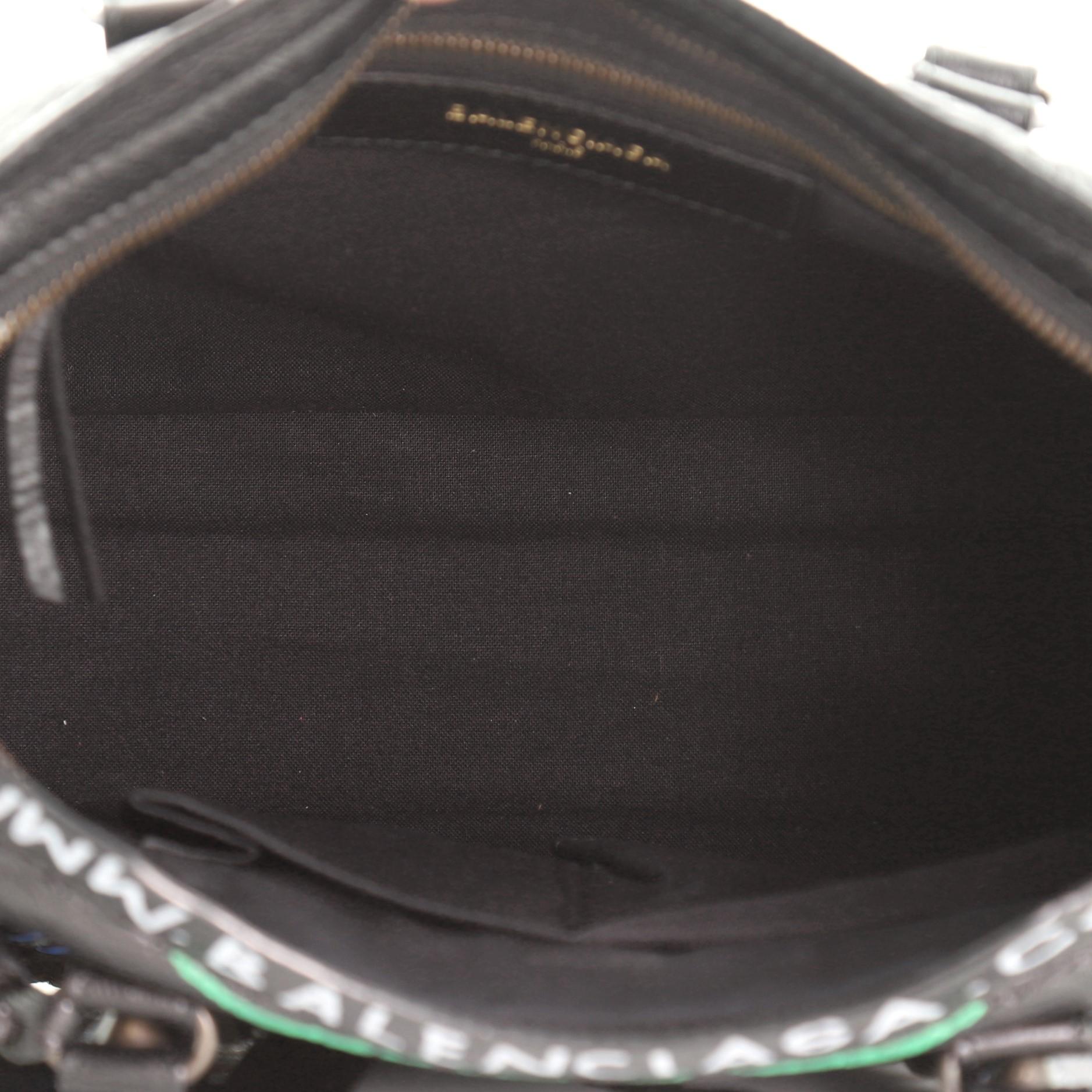 Black Balenciaga City Graffiti Classic Studs Bag Leather Small