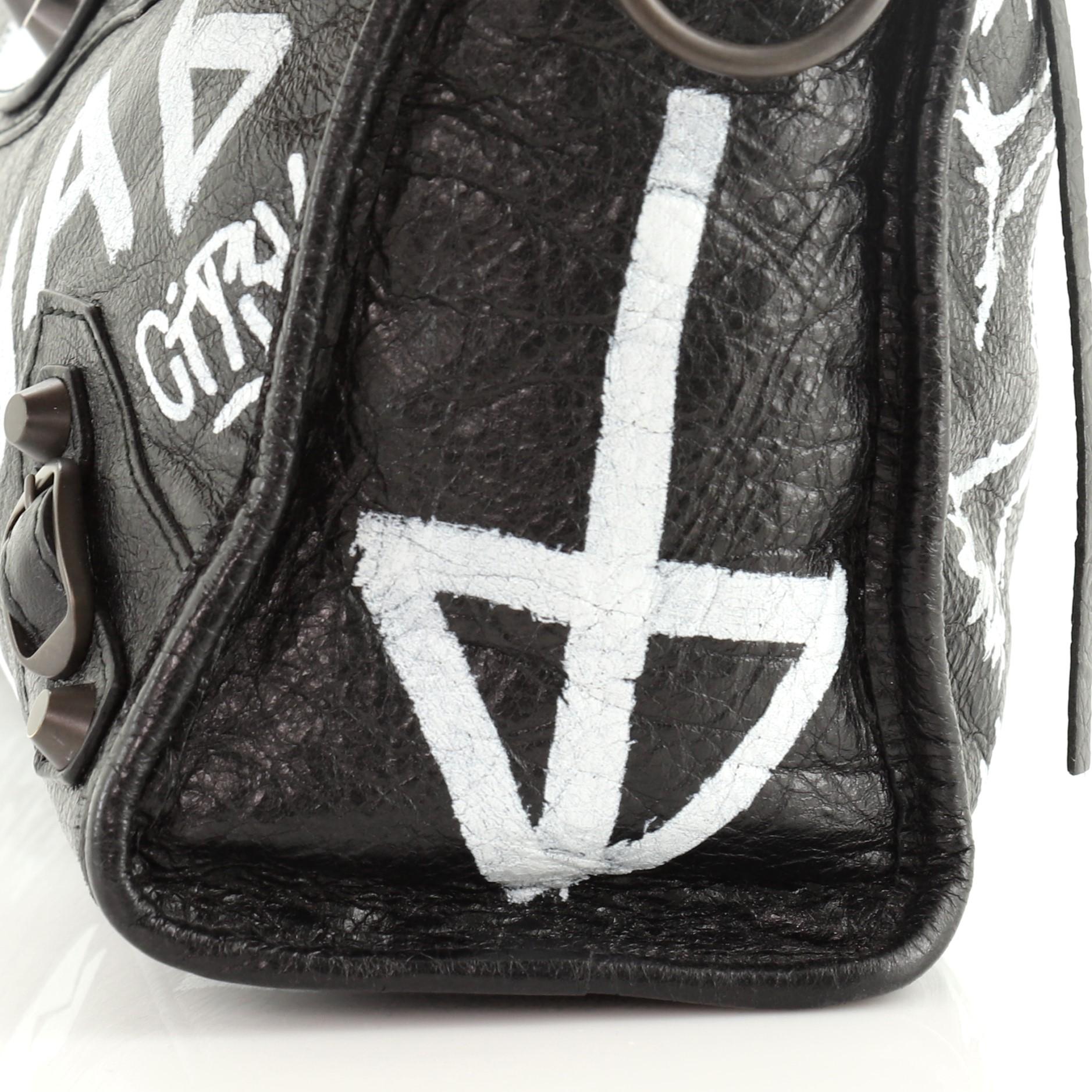 Balenciaga City Graffiti Classic Studs Bag Leather Small In Good Condition In NY, NY