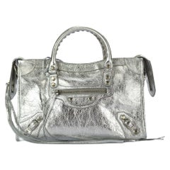 Balenciaga City Medium Metallic Leather Shoulder Bag